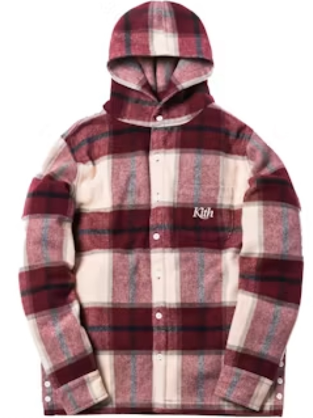 Kith Plaid Hooded Ginza Shirt Small Burgundy Plaid